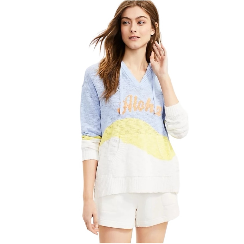 Lou & Grey Blue, Yellow and White 'Aloha' Hooded Sweater